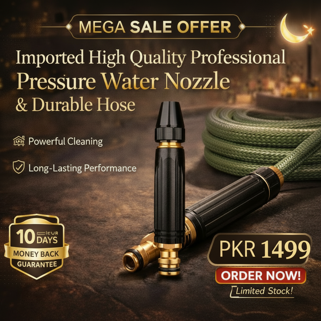 Mega Sale Offer - Imported High Quality Professional Pressure Water Nozzle with Metal Hose Rs 1499